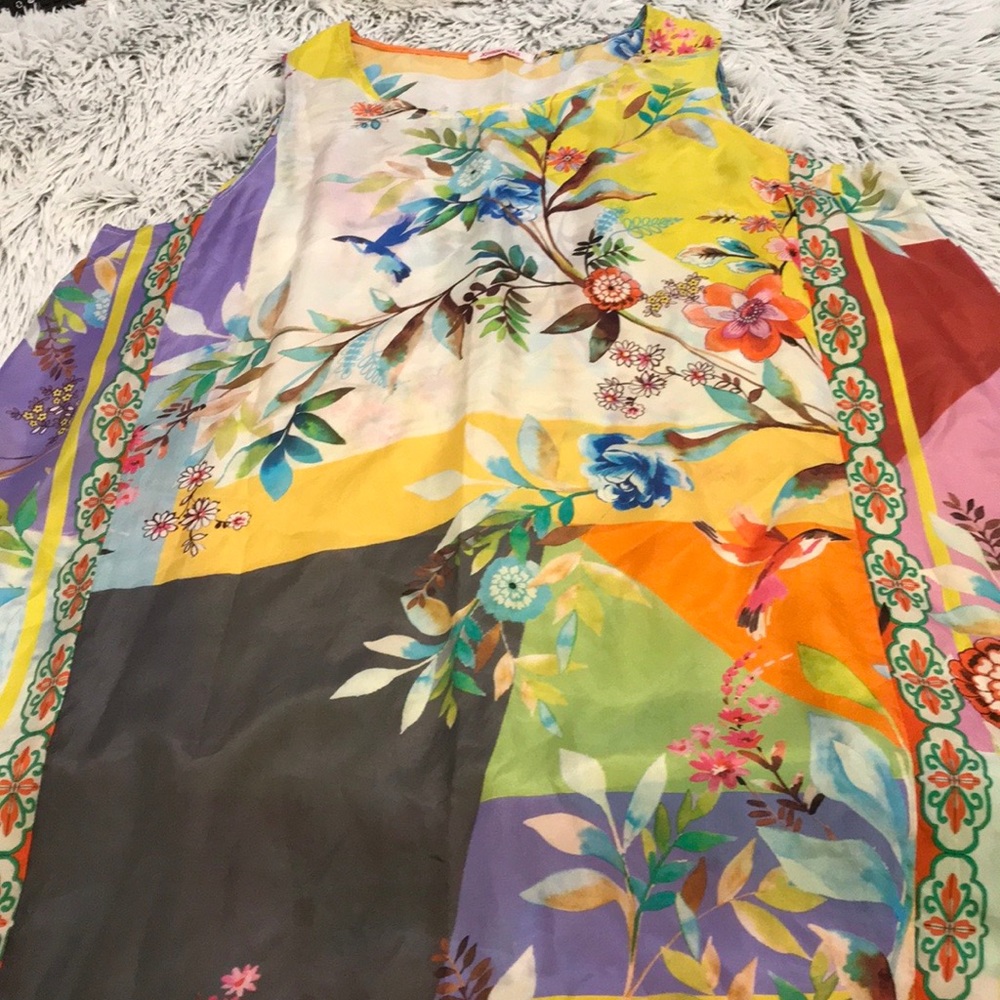 Johnny Was silk tank tunic top size S